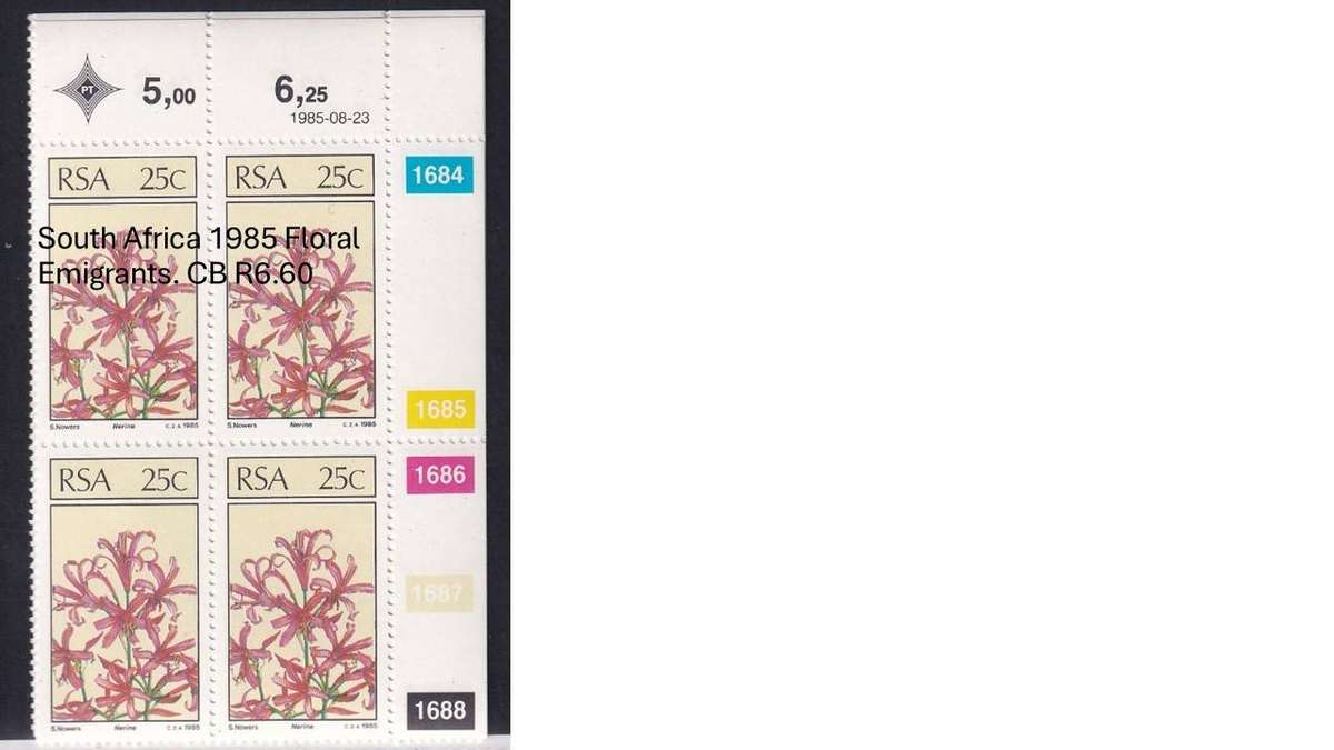 South Africa 1985 Floral Emigrants. CB (Full Set) R6.60