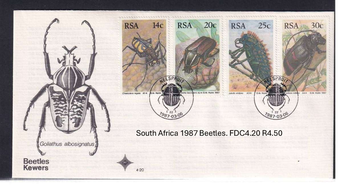 South Africa 1987 Beetles. FDC4.20 R4.50