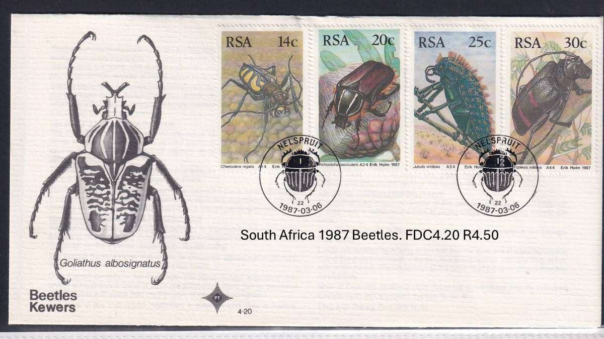 South Africa 1987 Beetles. FDC4.20 R4.50