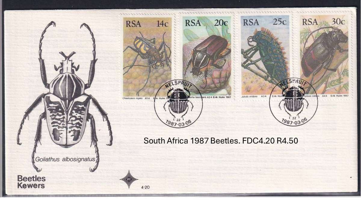 South Africa 1987 Beetles. FDC4.20 R4.50