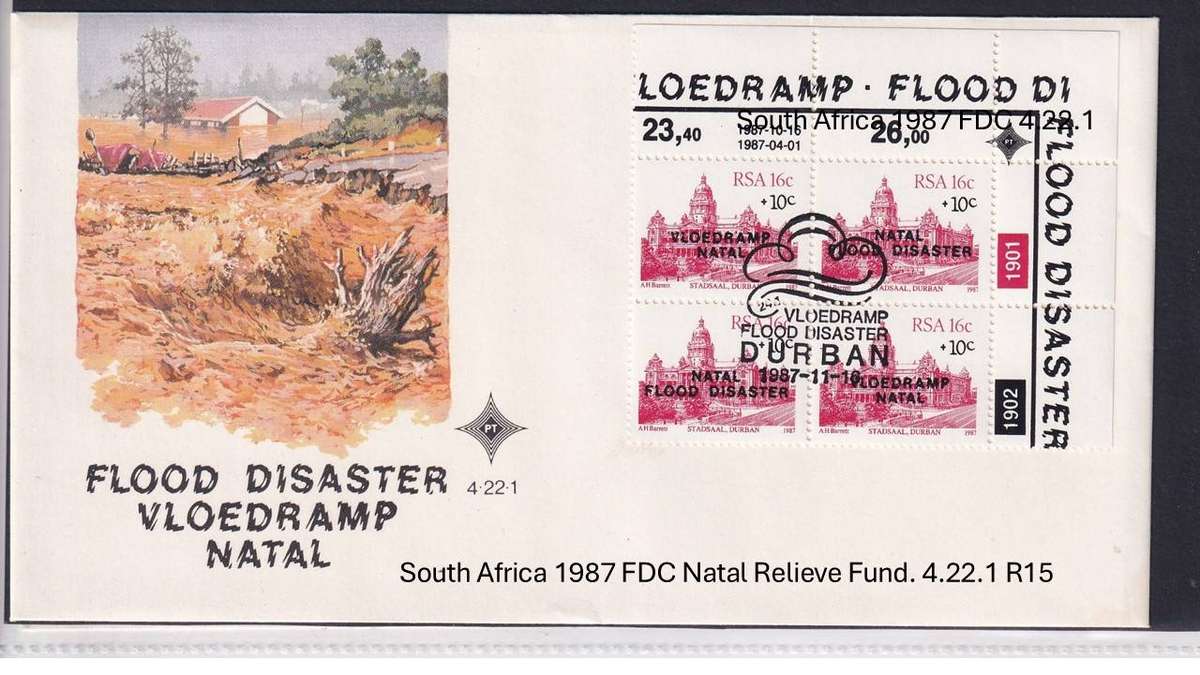 South Africa 1987 FDC Natal Relieve Fund. 4.22.1