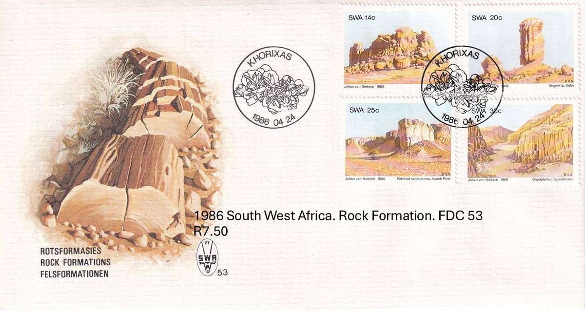 1986 South West Africa. Rock Formation. FDC 53 R7.50
