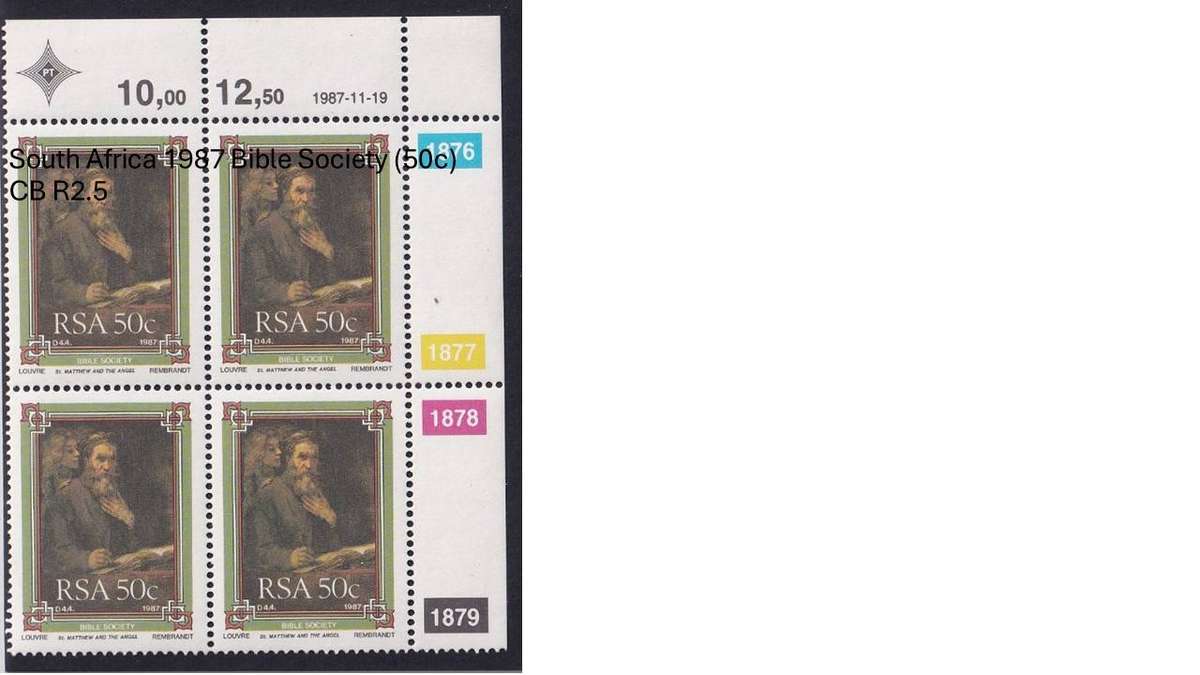 South Africa 1987 Bible Society Single (50c) CB R2.5
