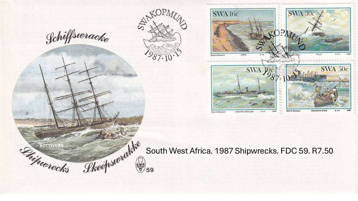 South West Africa. 1987 Shipwrecks. FDC 59. R7.50