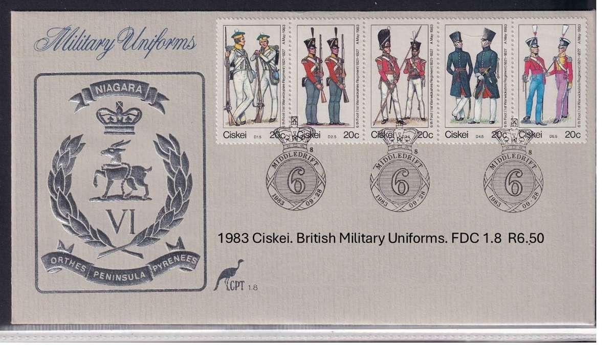 1983 Ciskei. British Military Uniforms. FDC 1.8  R6.50