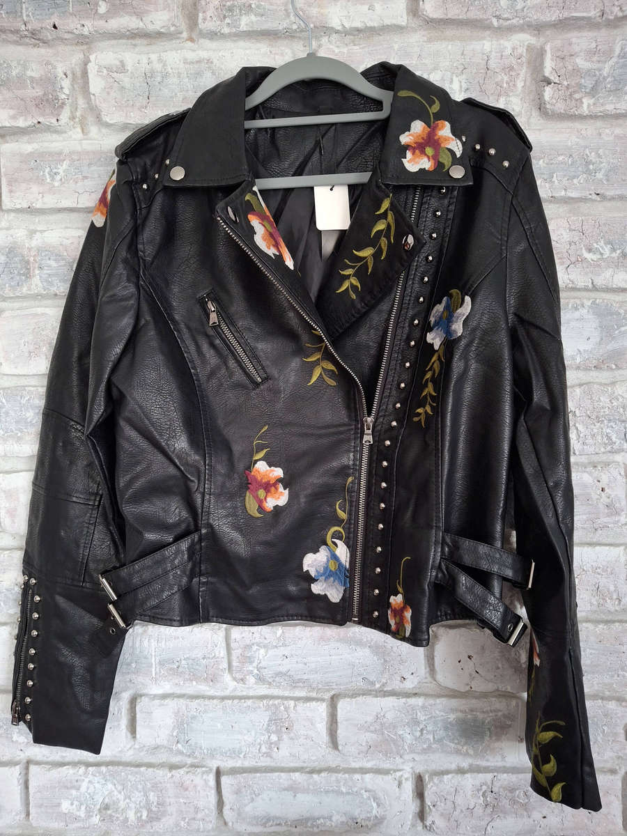 Pleather Biker Jacket Size med