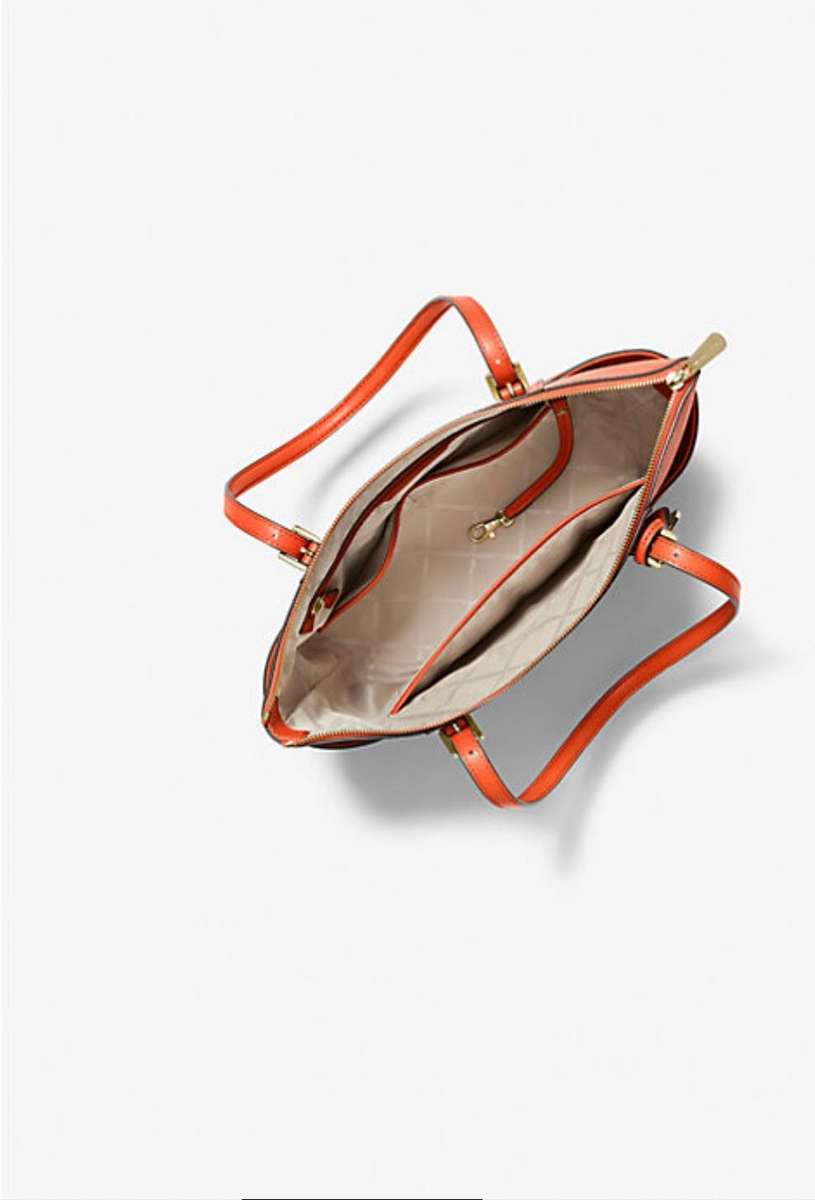 Original Michael Kors Jet Set Large Crossgrain Leather Top-Zip Bag