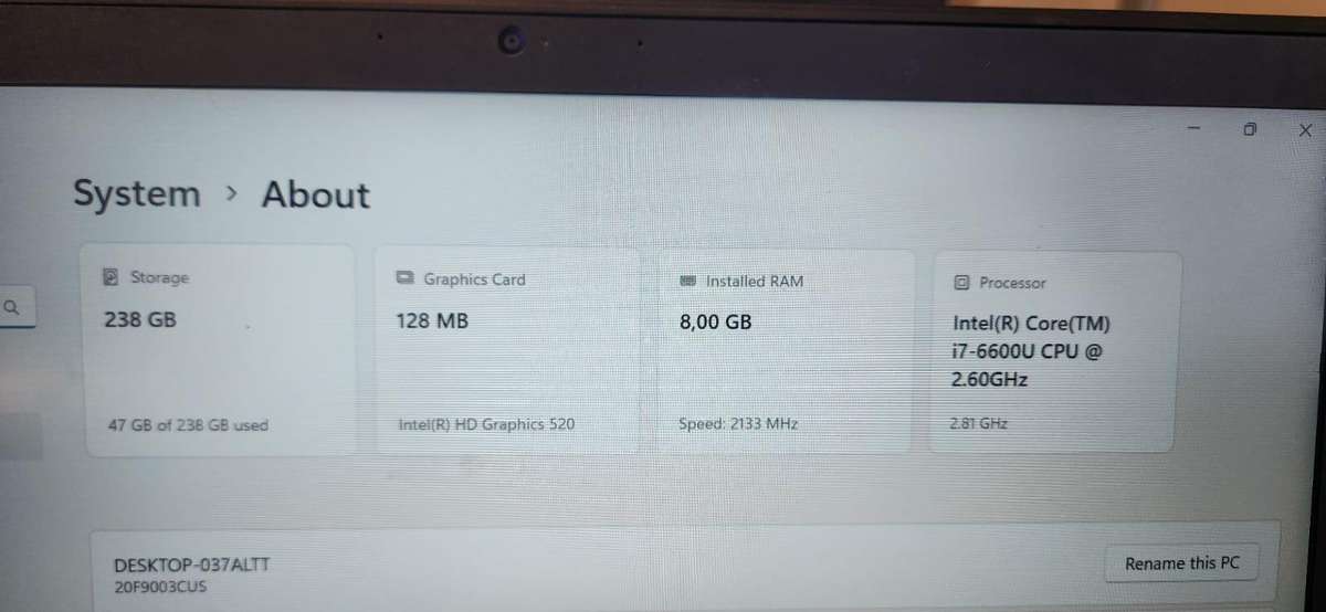 Lenovo T460s Ultra book i7