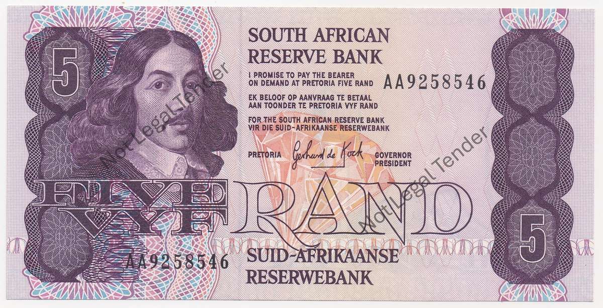 1989 R5 Note - Gerhard de Kock - Third Issue