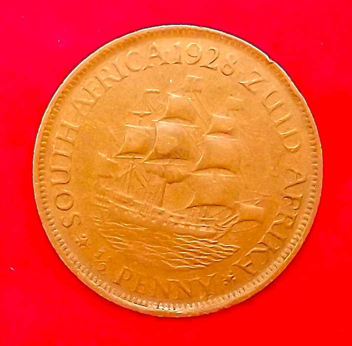 1928 South Africa KGV half penny, key date