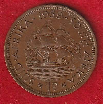 1959 Penny Union of South Africa A/U-UNC