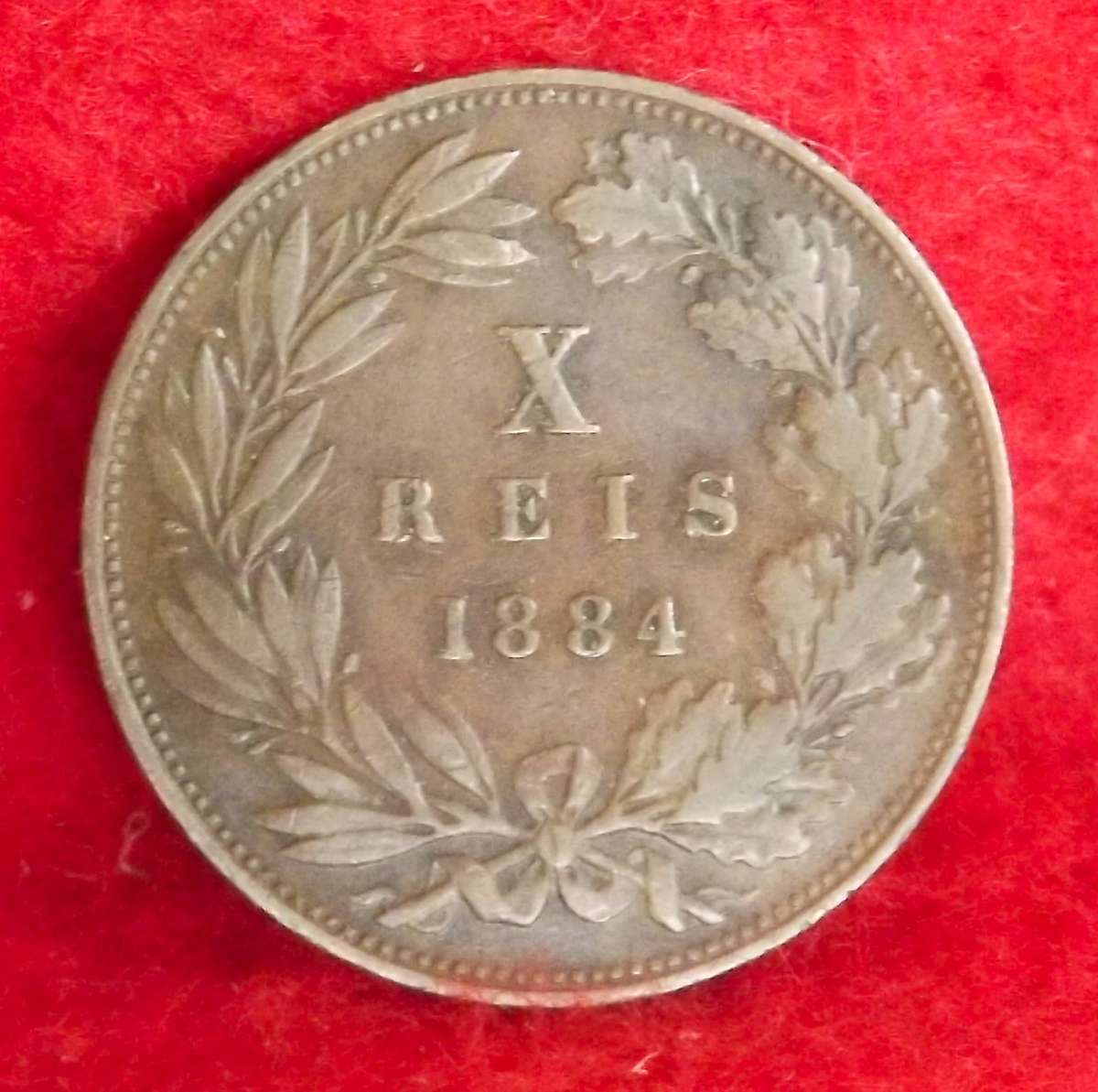 PORTUGAL 10 REIS 1884 RULER LUIS I