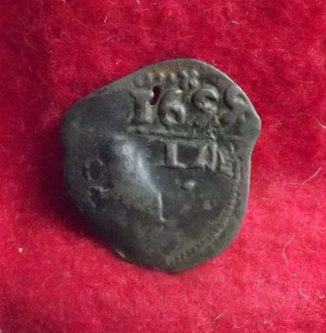 Rare Unique 1659 Spain Philip IV 2/4/6 -Maravedis counter stamp coin!
