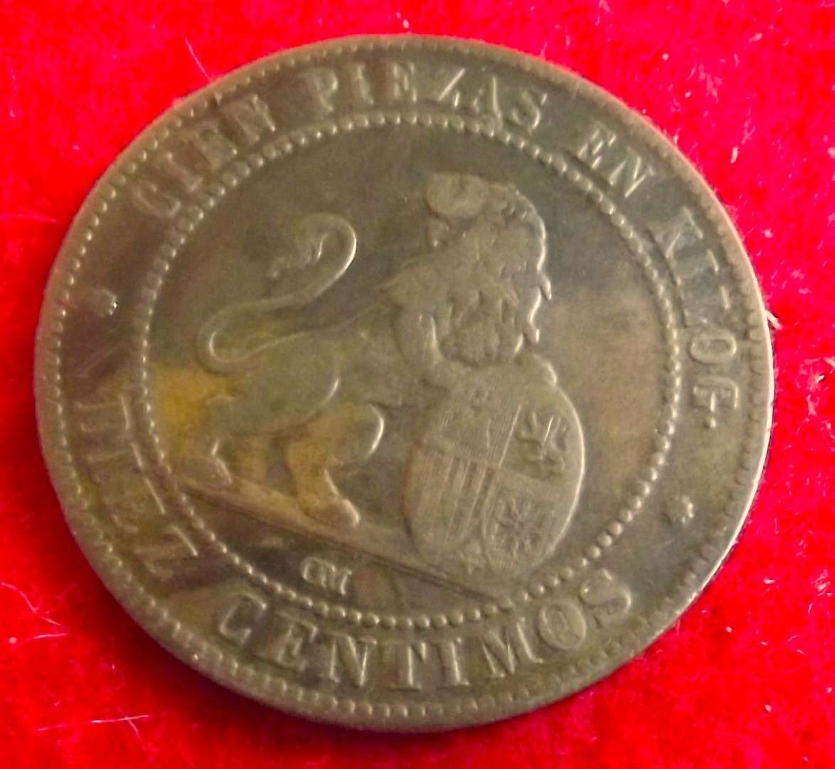 1870 Spain 10 Centimos   OM