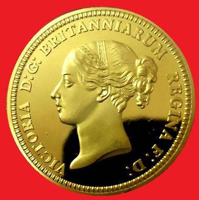 1839 1-Oz Deep Cameo Proof  Queen Victoria UNA 24 Kt gold-plated Restrike