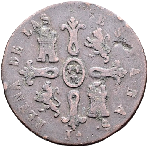 SPAIN 8 Maravedis 1848 Queen Isabella II (1833-1868)