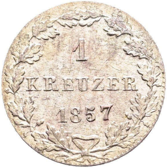 1857 FRANKFURT SILVER 1 Kreuzer  Germany
