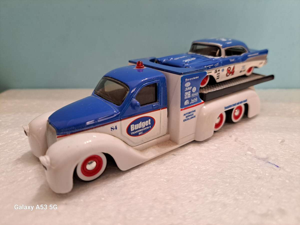 Maisto Missile Tow Flat Bed and 1957 Chevy Bel Air - Hard to Find