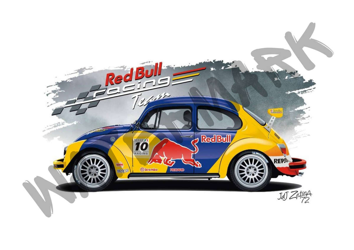 A4 Photo Print - VW Beetle in RED BULL Livery