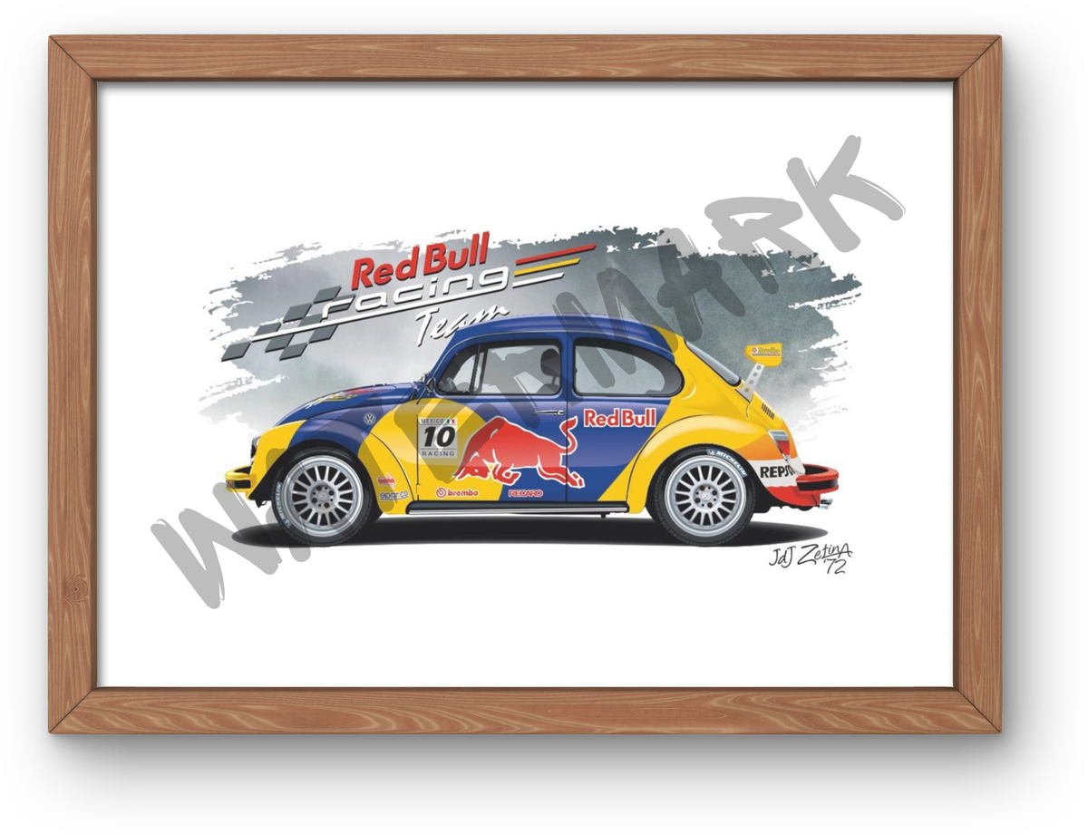 A4 Photo Print - VW Beetle in RED BULL Livery