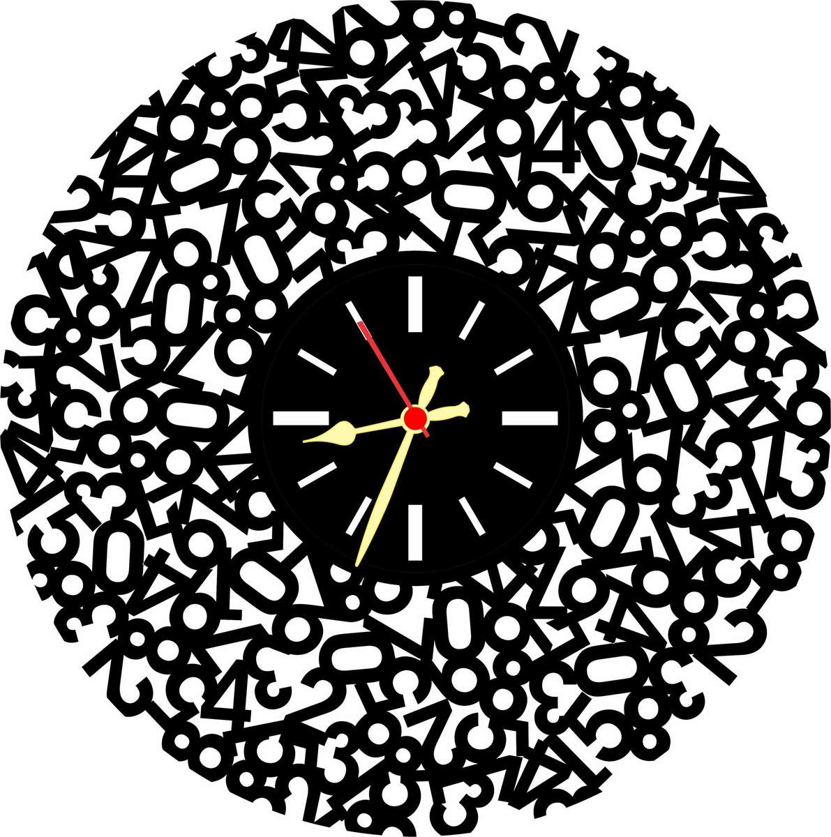 Numbers - Open Vinyl LP Wall Clock