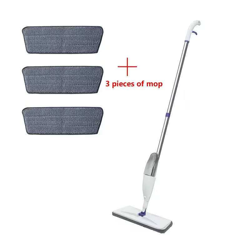 Portable spray mop for floor cleaning with 3 replaceable pads and refill bottle