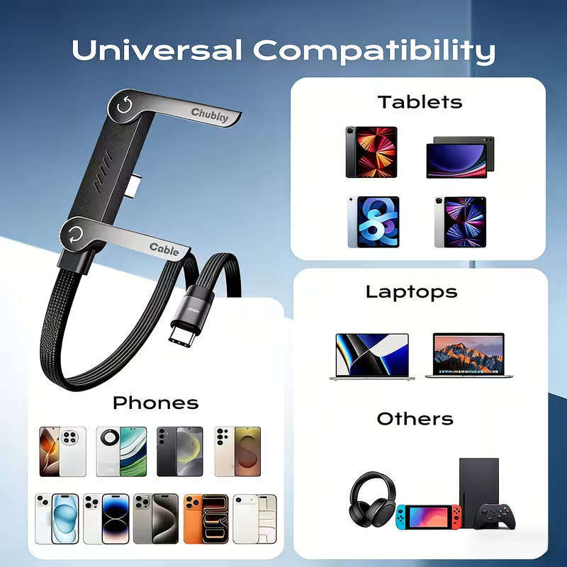 240W Fast-Charging 2-in-1 Stand Charging Cable for Smartphones and Tablets
