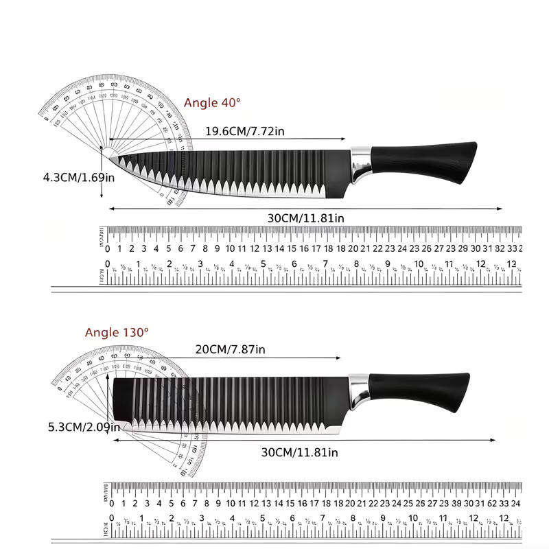 Stainless Steel Textured Wavy Knife Set - 6 Piece Kitchen Cutlery
