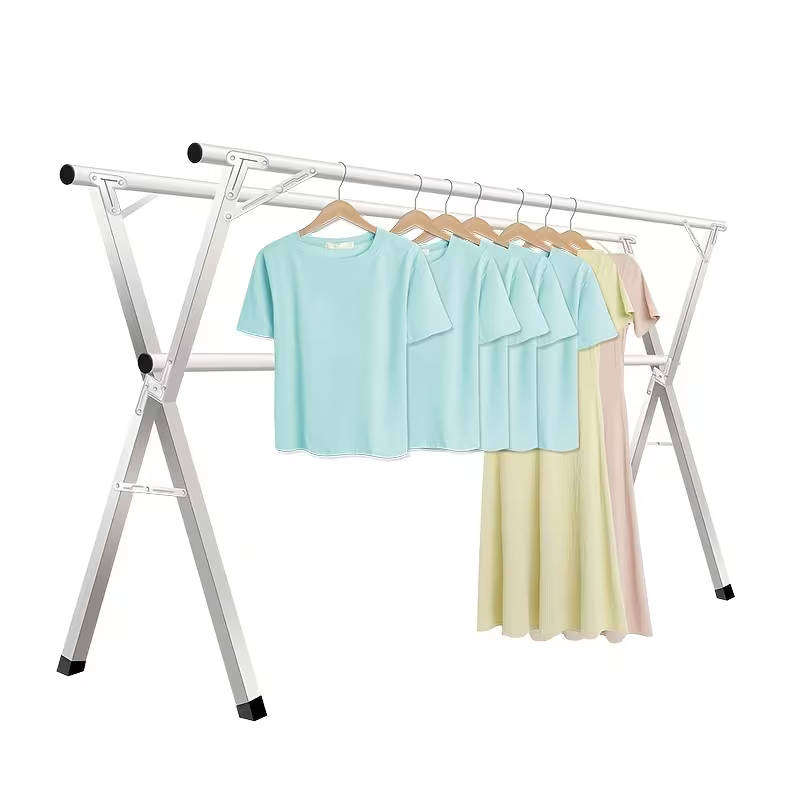 Heavy-duty 3-rod retractable and foldable clothes drying rack - durable and space-saving