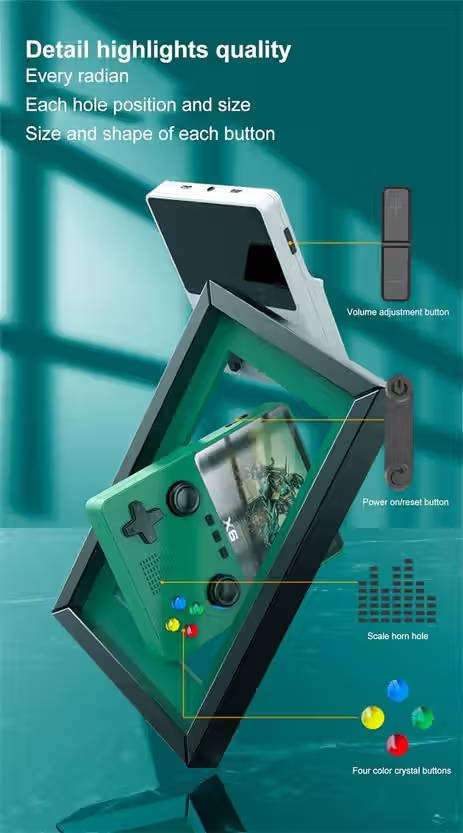 X6 Retro Video Game Console 3.5inch Screen 1000+ Games 32GB - White