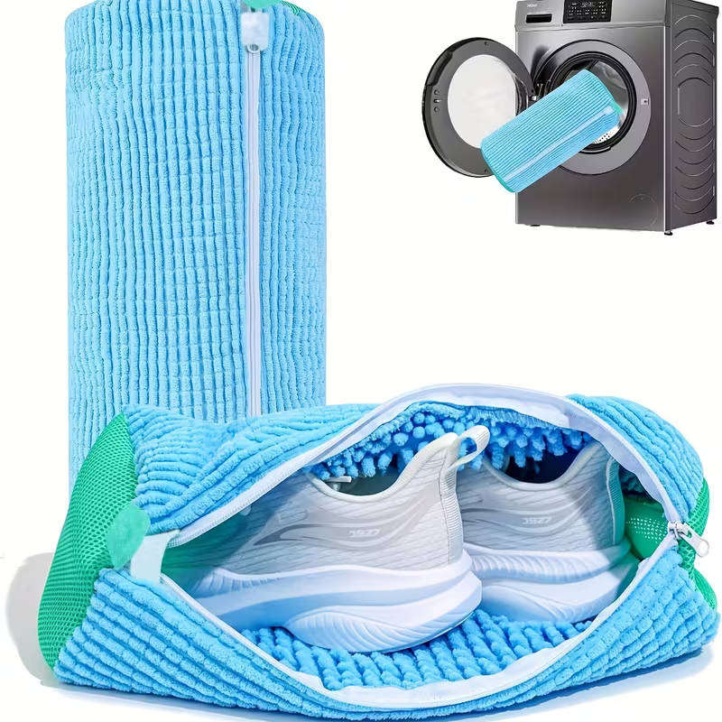 Durable  Blue Zipper Shoe Washing Bag