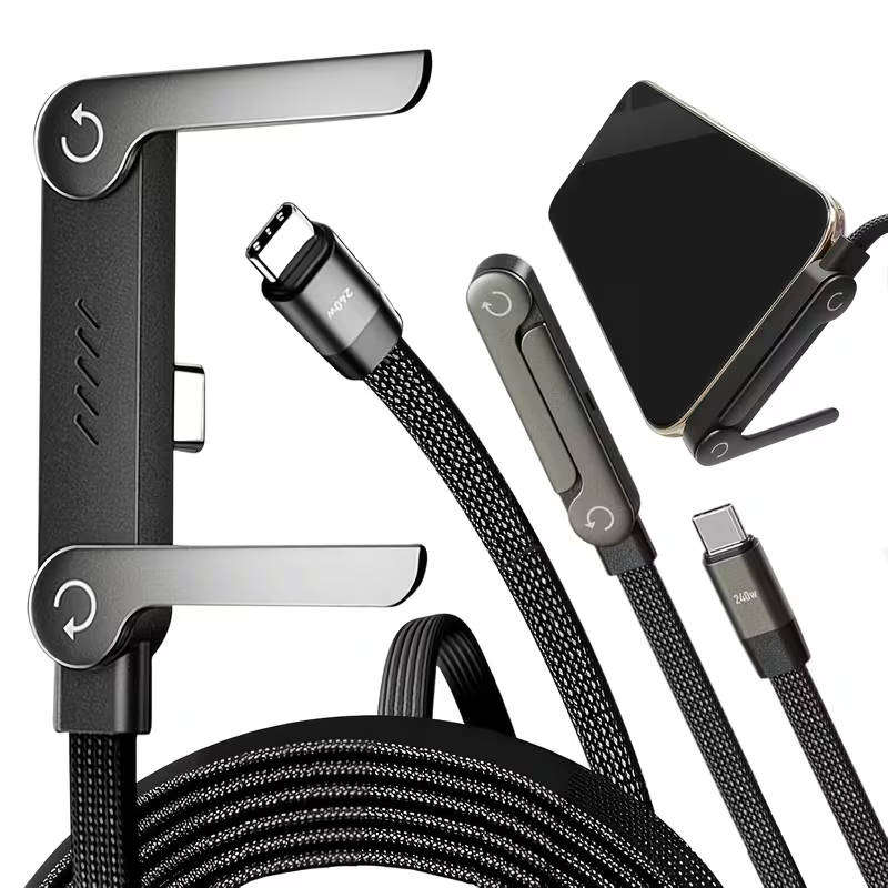 240W Fast-Charging 2-in-1 Stand Charging Cable for Smartphones and Tablets