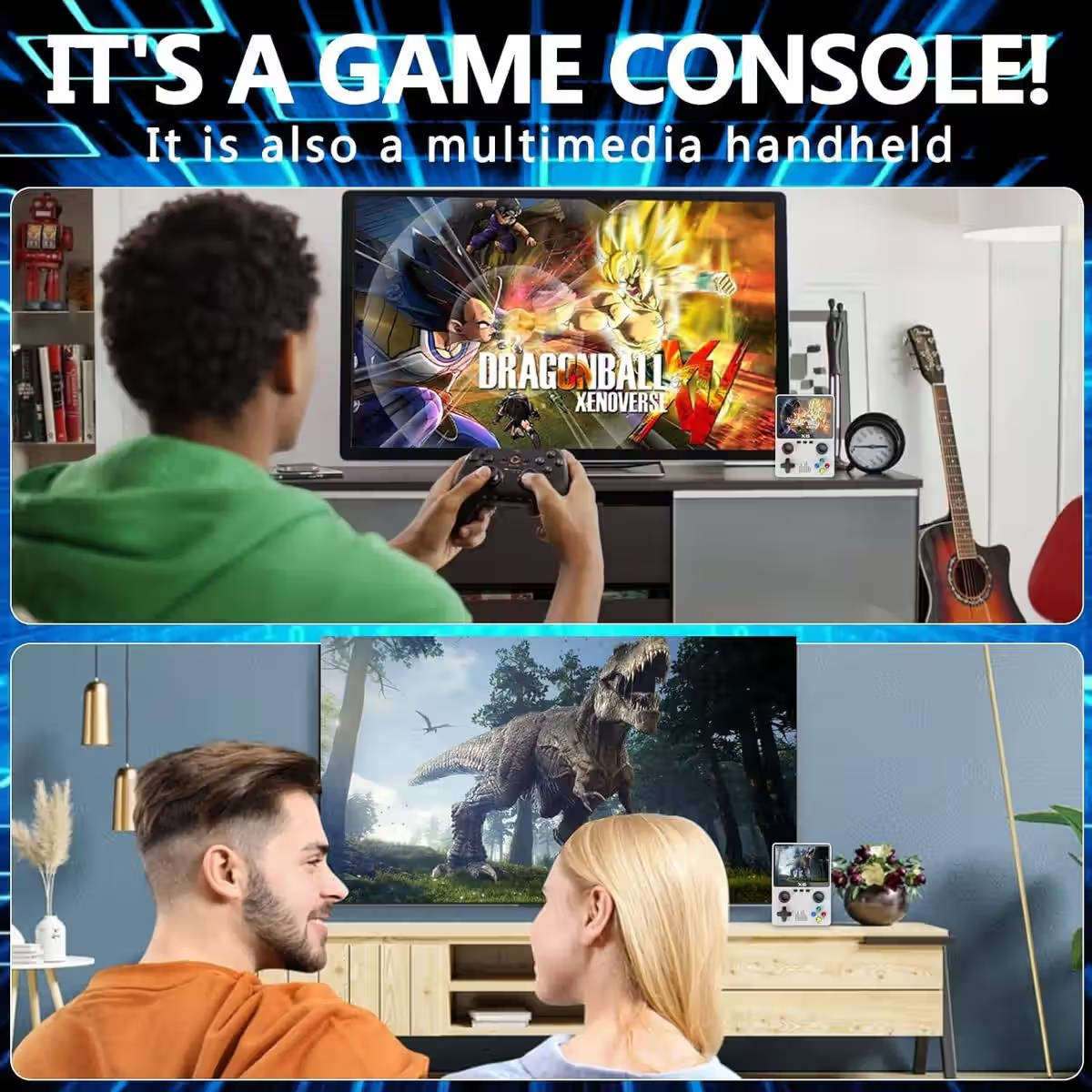 X6 Retro Video Game Console 3.5inch Screen 1000+ Games 32GB - White