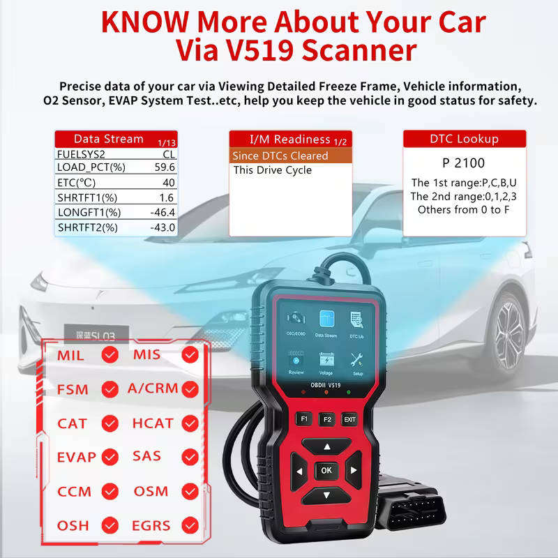 OBD automotive diagnostic tool - universal car scanner for vehicle fault codes