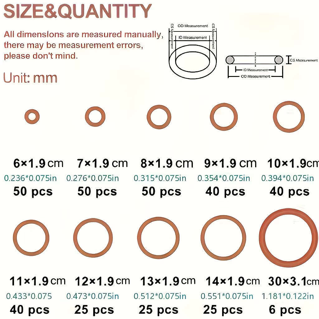 350 pcs Silicone Red O-Ring Seal Kit, Oil-Resistant & Heat-Resistant