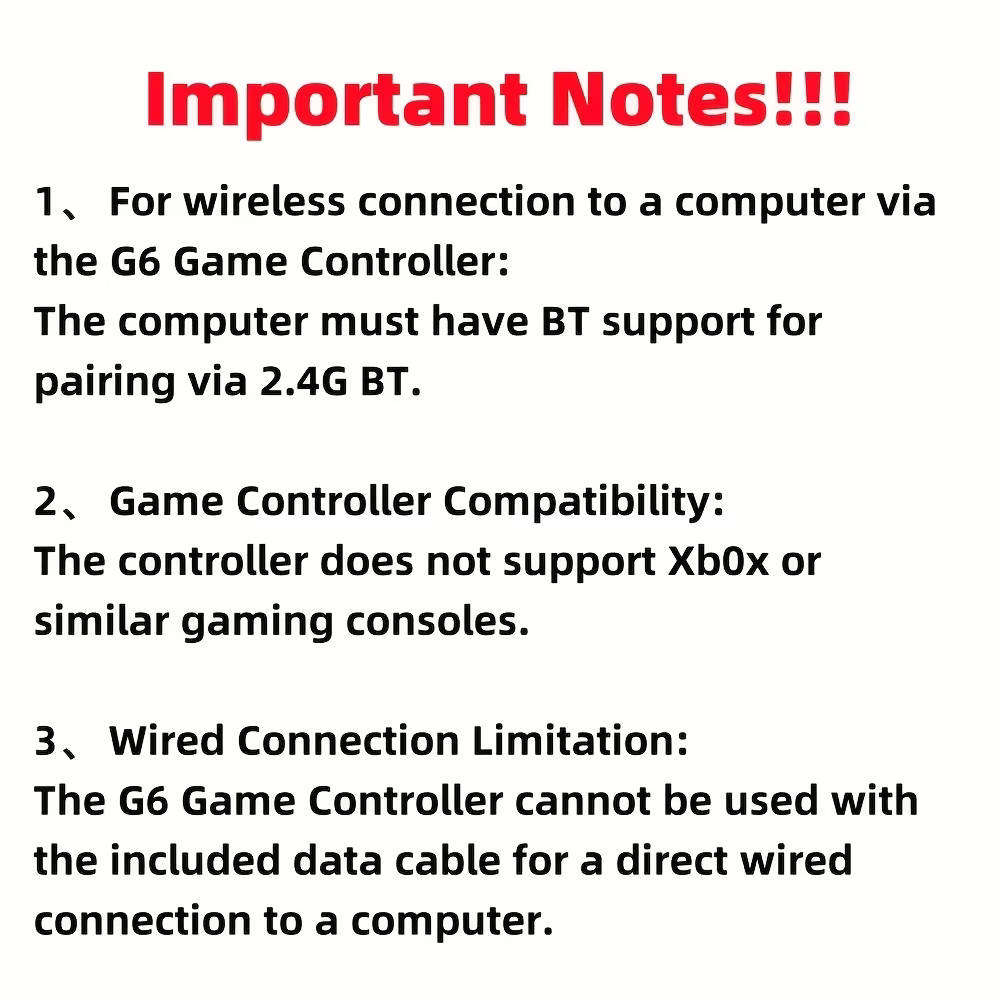 G6 wireless Bluetooth gaming controller