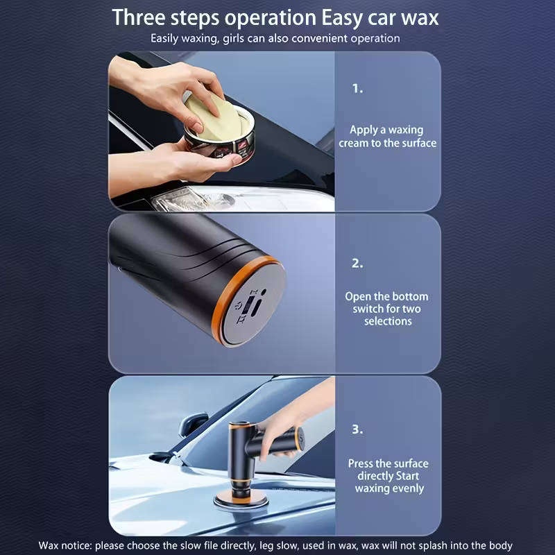 Cordless rechargeable polisher and waxer - Portable Car Detailing Tool