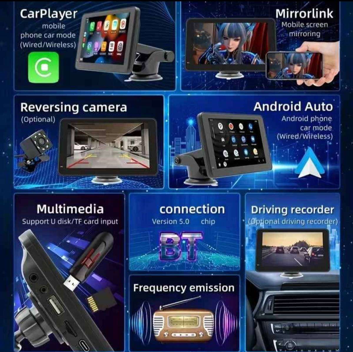 7'' Wirless carplay and Android auto touch screen media player