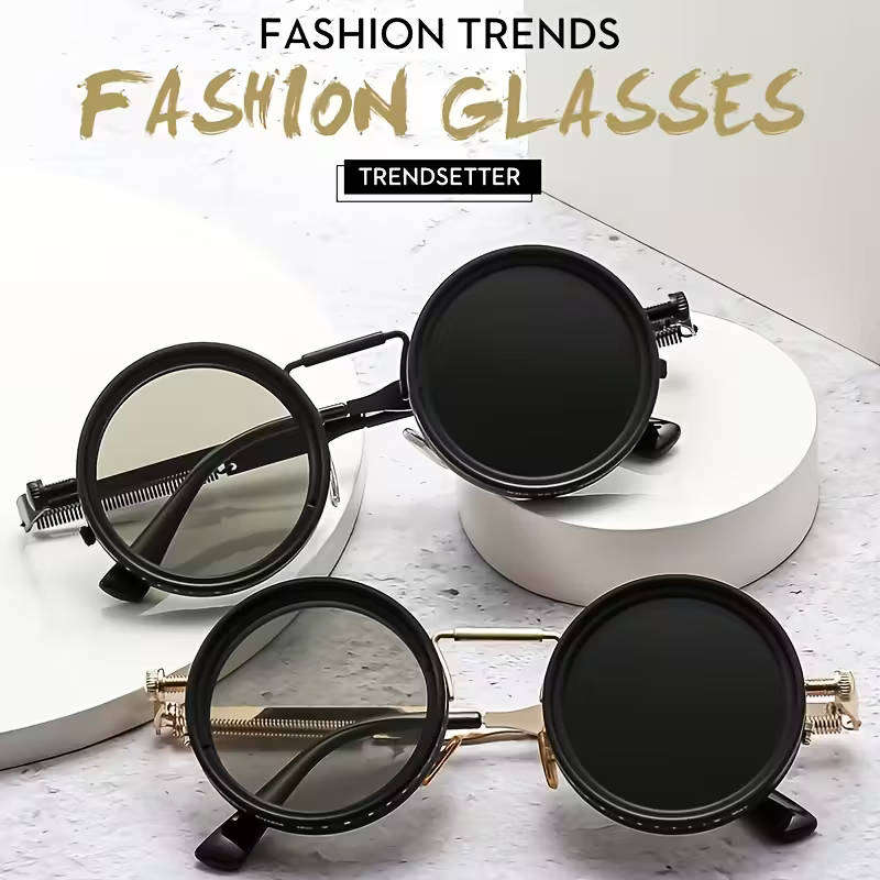 Steampunk-Inspired Rotating sun Glasses with Adjustable Lenses and Brightness Levels
