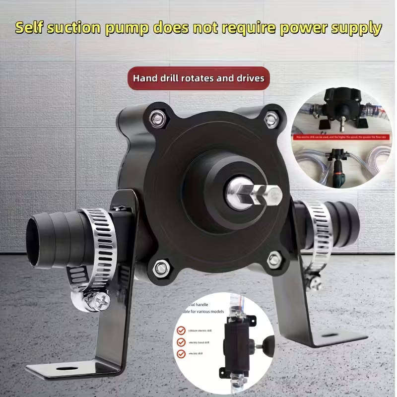 Drill operated manual siphon pump - portable water and oil transfer pump
