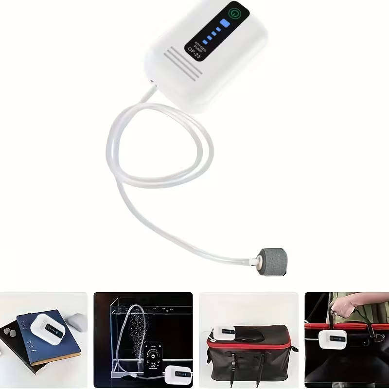 Rechargeable portable aquarium air pump - compact, silent, energy-efficient
