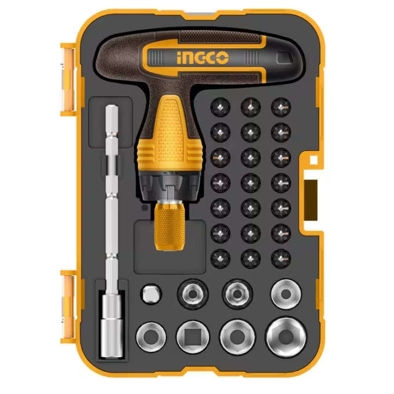 Ingco 31pcs T-Handle Ratchet Wrench and Screwdriver Set