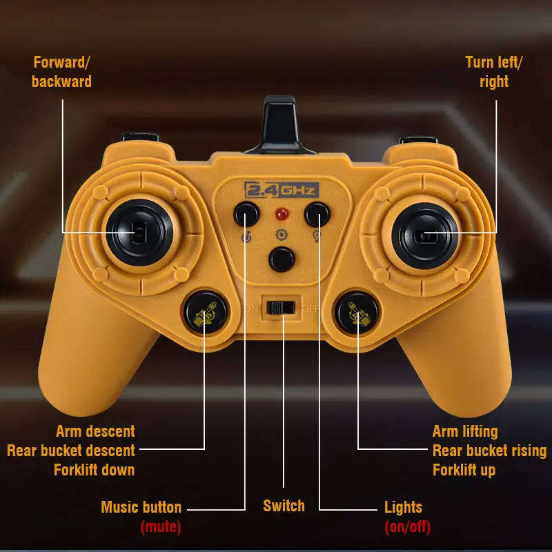 9-Channel Remote Control  Bulldozer Truck with Metal Shovel & Lights