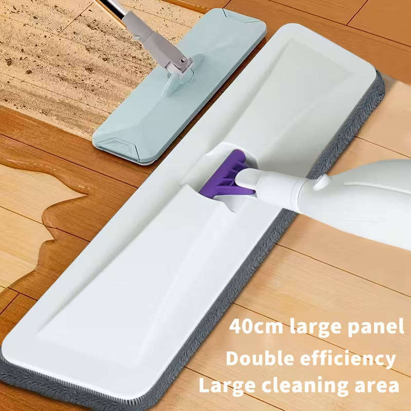 Portable spray mop for floor cleaning with 3 replaceable pads and refill bottle