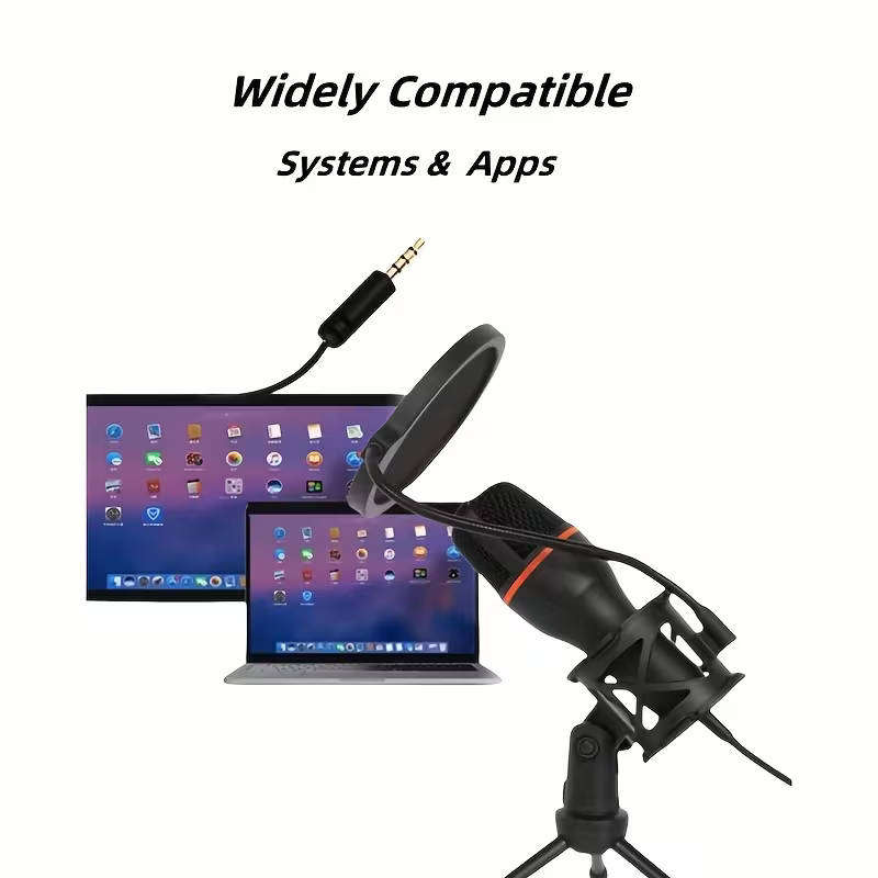 Black Gaming Microphone with Stand - 3.5mm Jack, Noise Reduction Function