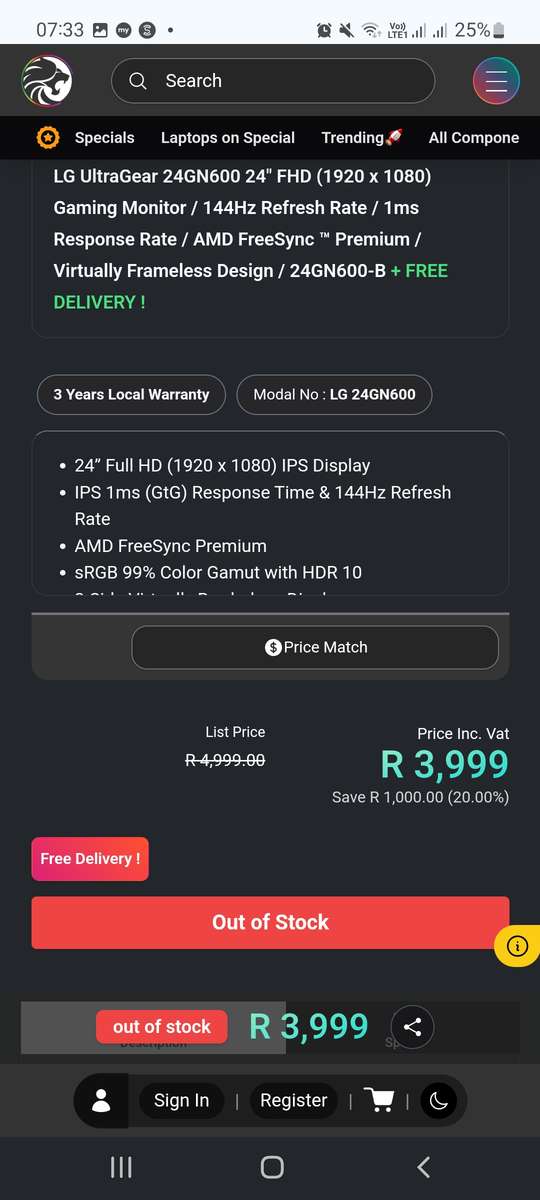 LG 24GN600 ULTRAGEAR GAMING MONITOR