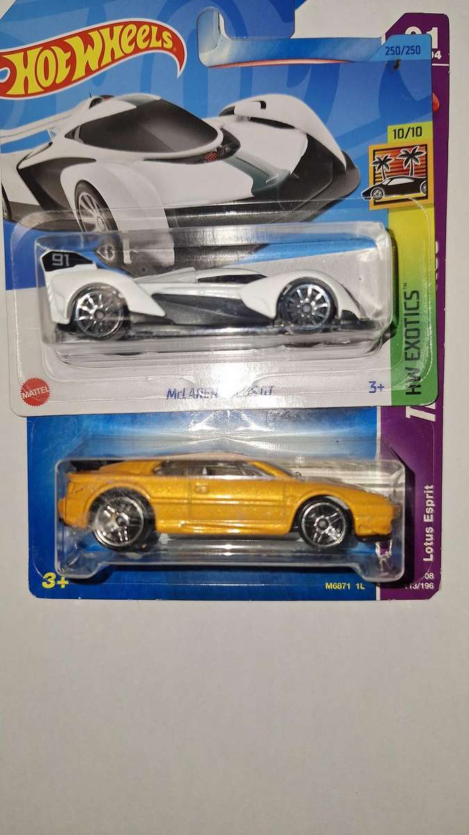 Hot Wheels Tooned - Lot of 2 - Mclaren Solus White & Lotus Esprit Yellow