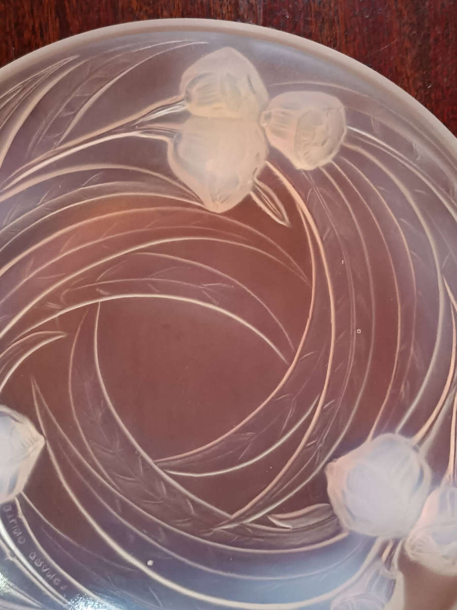 Etling Art Deco Bowl Opalescent Glass France 1930s