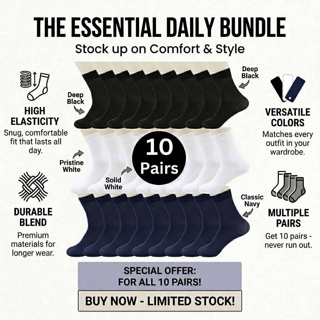 10 Pairs Of Mixed Colors High Elastic Socks