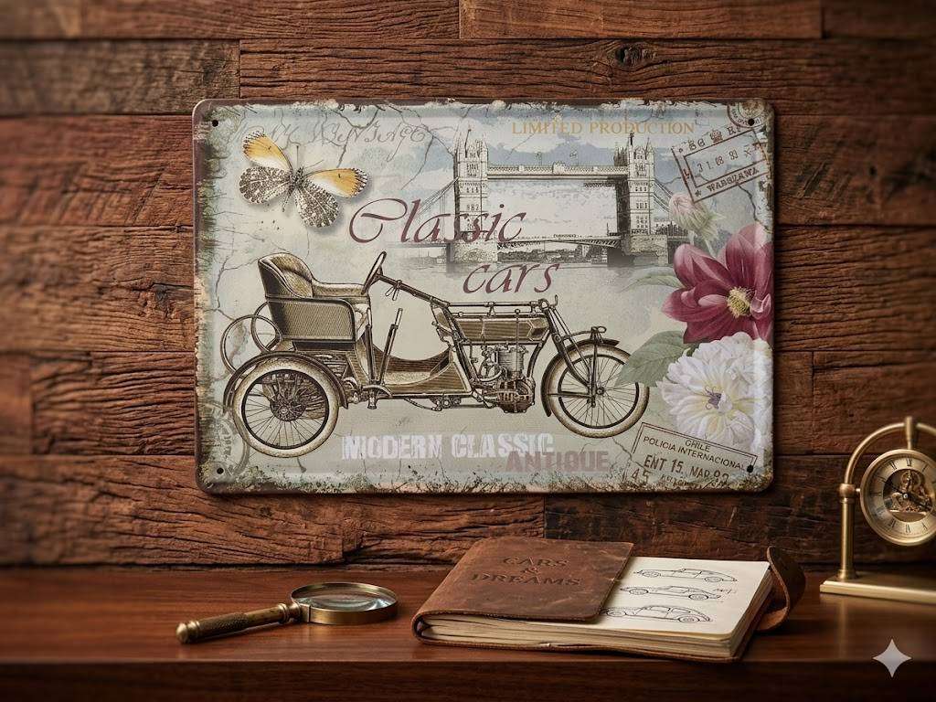 Classic Cars Metal Sign